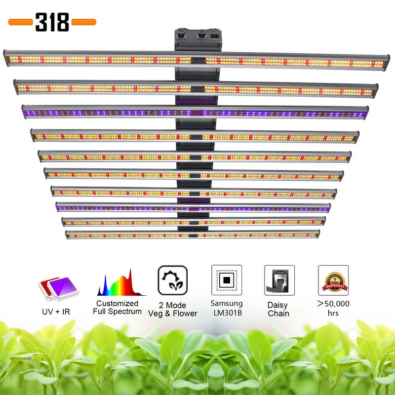 Sanyiba 1060W 12 Bars for 318 SMD Aluminum Full Spectrum 660nm UV IR Bloom Grow Light Strip