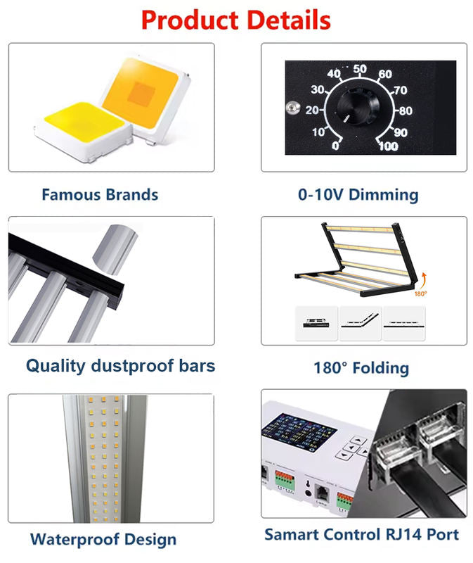Sanyiba 720W 1000W Commercial Greenhouse Dimmable Bloom 318 IP65 LED Grow Light for Vertical Plant Growth