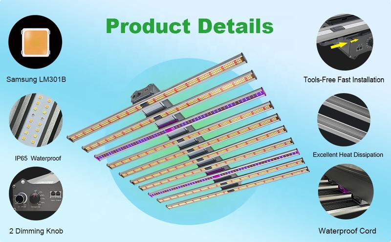 Sanyiba 1060W 12 Bars for 318 SMD Aluminum Full Spectrum 660nm UV IR Bloom Grow Light Strip